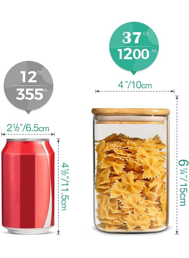 AKDC Set of 3 Square Glass Jar with Bamboo Lid, Kitchen Food Storage Containers Airtight Lids Cereals Canisters Jars for Pasta Spaghetti Tea Coffee Beans Candy Cookies Snacks - Image 4