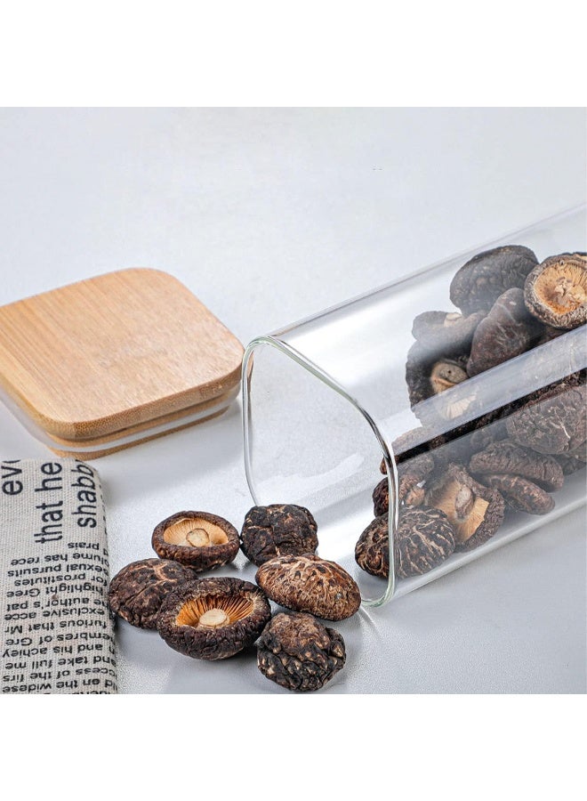 AKDC Set of 3 Square Glass Jar with Bamboo Lid, Kitchen Food Storage Containers Airtight Lids Cereals Canisters Jars for Pasta Spaghetti Tea Coffee Beans Candy Cookies Snacks - Image 5