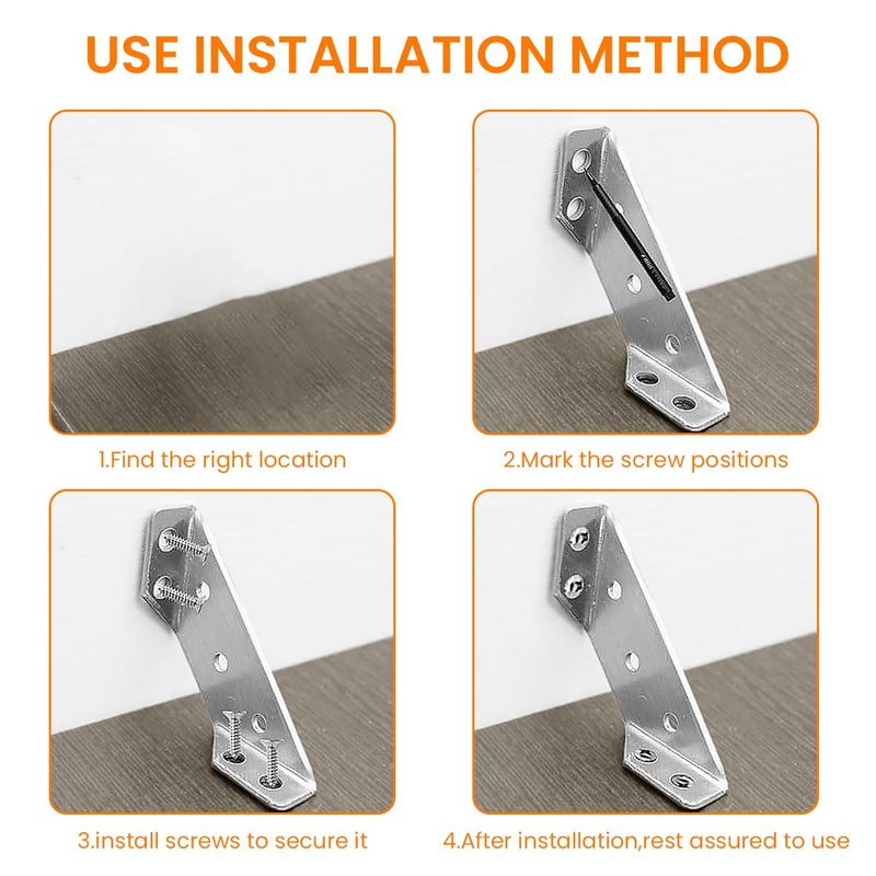 Serplex 10Pcs Shelf Brackets with 60Pcs Screws 2MM Thickening Furniture Corner Connector Stainless Steel Angle Corner Bracket Heavy Duty Corner Bracket for Wooden Panel Woodworking Crafting - Image 3