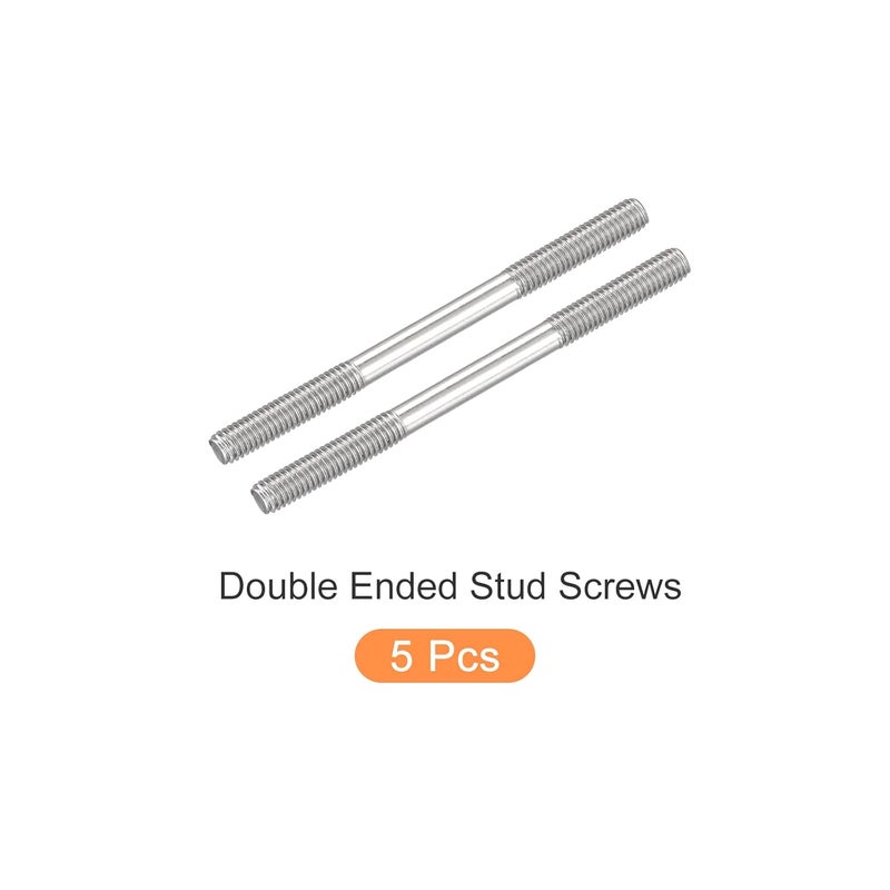 METALLIXITY Double Ended Stud Screws (M6 Thread 80mm Length) 5pcs, 304 Stainless Steel Dual Threaded Rod Bolts - for House Maintenance - Image 5