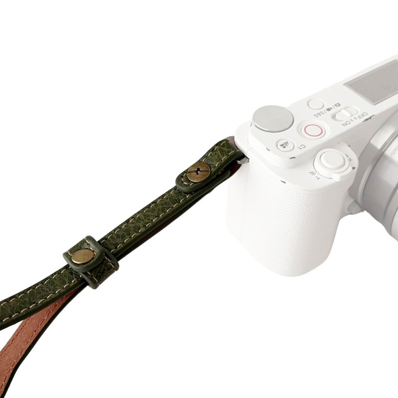 Camera Wrist Strap: Green Premium Synthetic Leather - Universal Compatibility Comfortable Secure Design for Mirrorless DSLR Cameras Photographers - Image 4