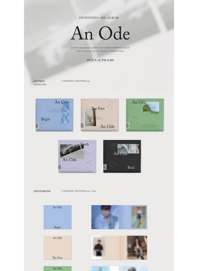 SEVENTEEN 'An Ode' 3Rd Regular Album Version.2 The Poetbeige Cd+104P Photobook+8P Mini Book+4P Photocard+Message Photocard Set+Tracking Kpop Sealed - Image 2