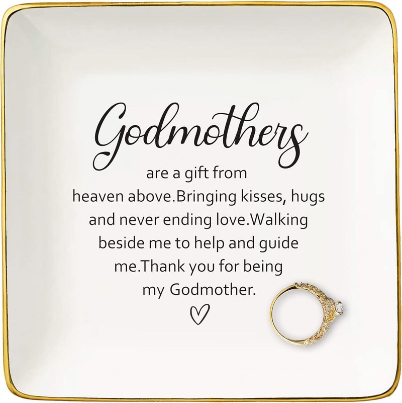 NZY Godmother Appreciated Gift,First Time Godmother,Thank You Gift,Godmother Proposal Gift,Pregnancy Announcement Gift,Christening Gift,Baptism Gift,Christmas Gift-Jewelry Tray Trinket Holder Ring Dish - Image 1