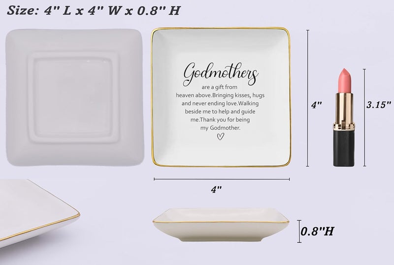 NZY Godmother Appreciated Gift,First Time Godmother,Thank You Gift,Godmother Proposal Gift,Pregnancy Announcement Gift,Christening Gift,Baptism Gift,Christmas Gift-Jewelry Tray Trinket Holder Ring Dish - Image 5