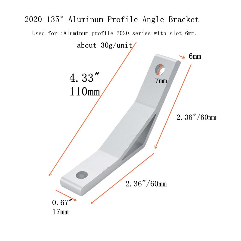 Tsnamay دعامات زاوية من الألومنيوم Tsnamay 2020 135، دعامات زاوية بزاوية 135 درجة، سلسلة 2020، 4 قطع - Image 2