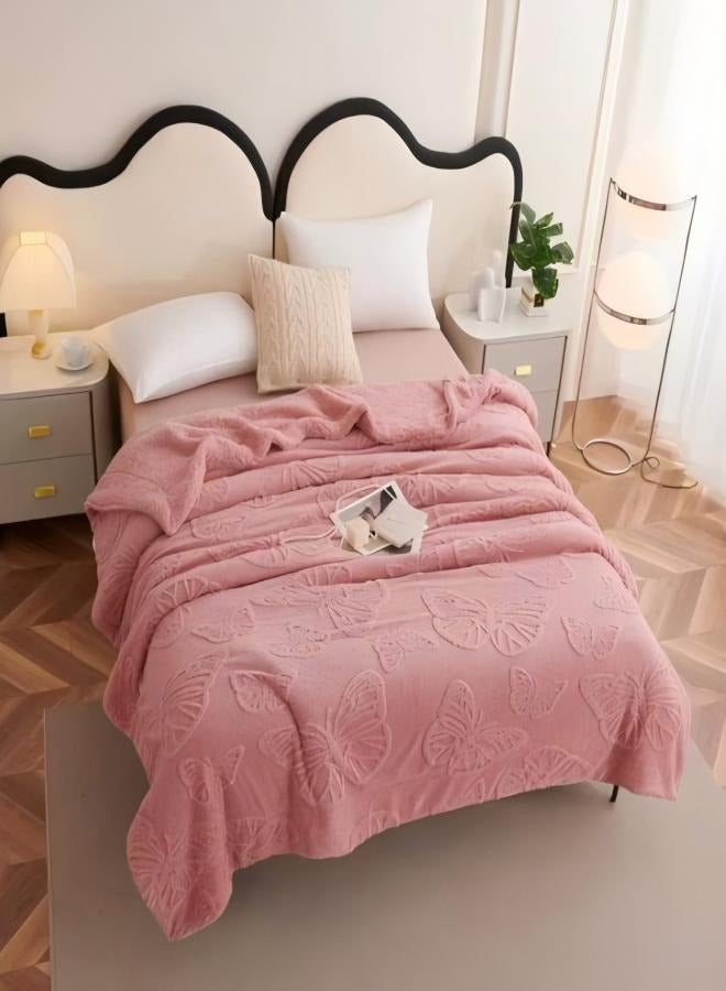 Butterfly double-layer tuff velvet solid-color blanket, winter thickened warm blanket, nap blanket, universal sofa cover blanket 