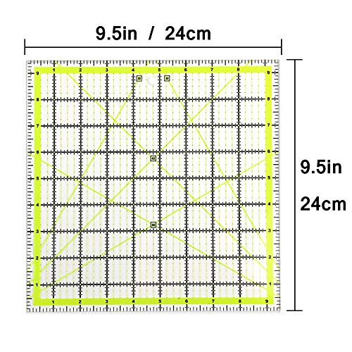 UOOU Quilting Ruler (9.5"X9.5"), Square Quilting Rulers Fabric Cutting Ruler Acrylic Quilters Rulers Clear Mark for Easy Precision Cutting and Crafts Quilting and Sewing - Image 2