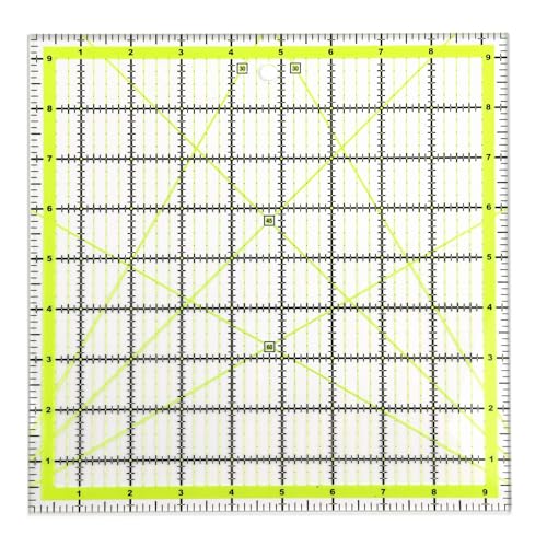 UOOU Quilting Ruler (9.5"X9.5"), Square Quilting Rulers Fabric Cutting Ruler Acrylic Quilters Rulers Clear Mark for Easy Precision Cutting and Crafts Quilting and Sewing - Image 1