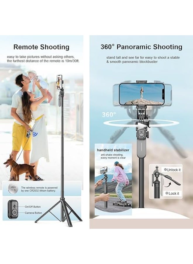 80" Phone Tripod & Selfie Stick – All-in-One Extendable Cell Phone Tripod with Remote & Cold Shoe Mount – 360° Rotating iPhone Stand for Video Recording, Vlogging & Photography - Image 2