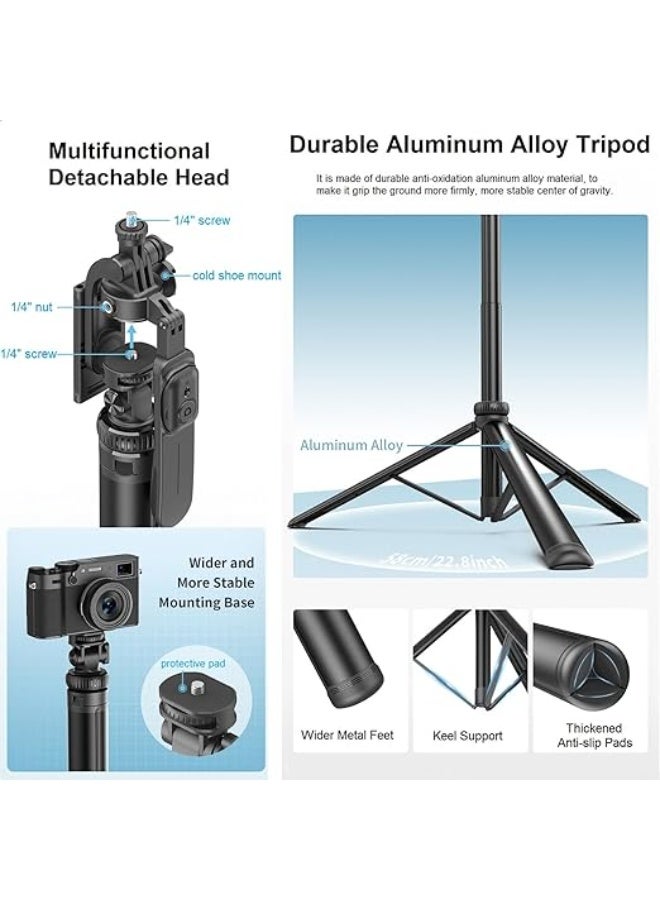 80" Phone Tripod & Selfie Stick – All-in-One Extendable Cell Phone Tripod with Remote & Cold Shoe Mount – 360° Rotating iPhone Stand for Video Recording, Vlogging & Photography - Image 3