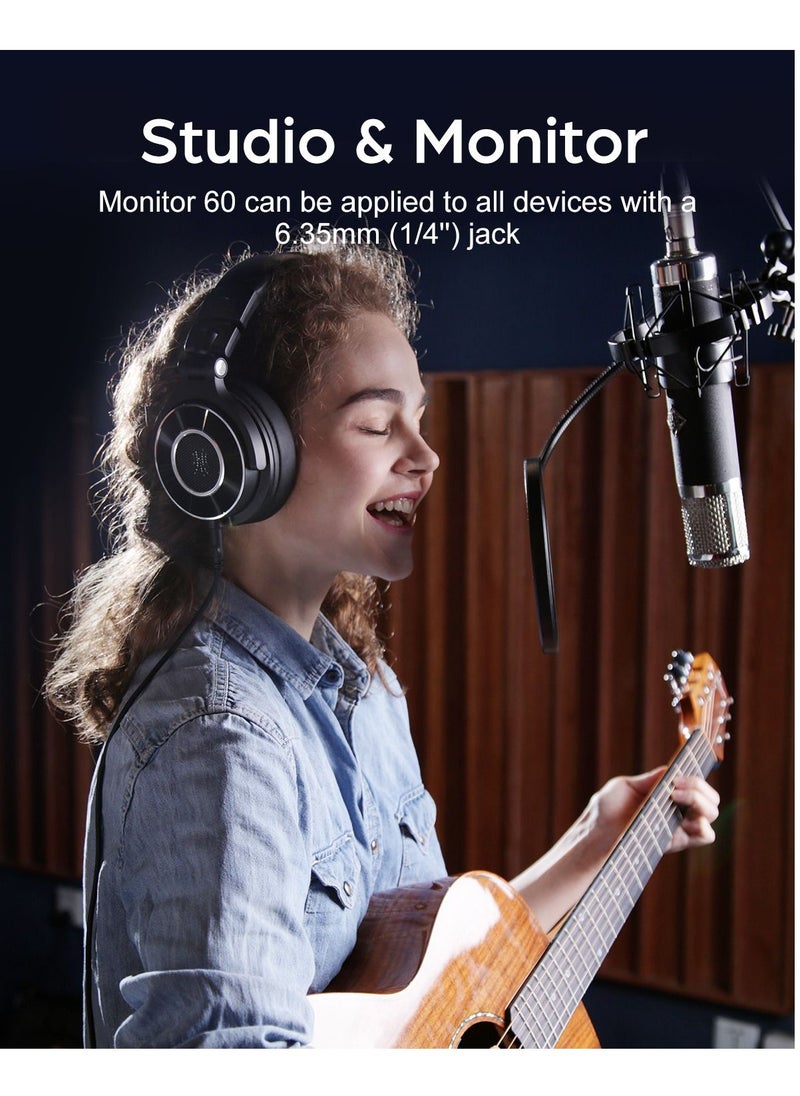 OneOdio - Monitor 60 Wired Over-Ear Professional Studio Headset Hi-Res Audio for Tracking Mixing DJ Mastering Broadcast Gaming - Image 1