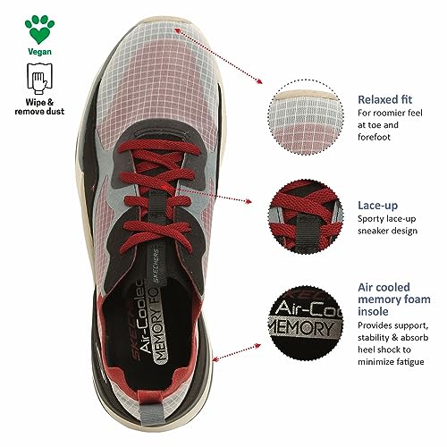 Skechers Mens Mira Casual Lace Up Shoes Vegan Athletic Style and Comfort, Air-Cooled Memory Foam Cushioned Comfort Insole Red - 7 UK (232218) - Image 4