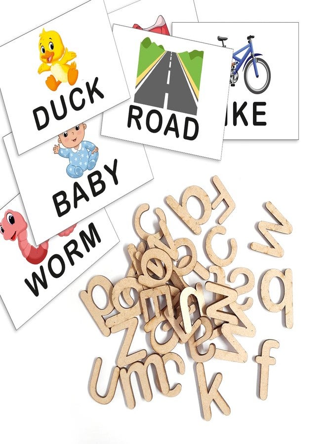 Tokyodo Word Making Game - Educational Flashcard & Alphabet Cutouts for Kids | Fun Spelling Puzzle Toy (3 Set Small Alphabets Cutout & Flashcard with 4 Words Spelling) - Image 1