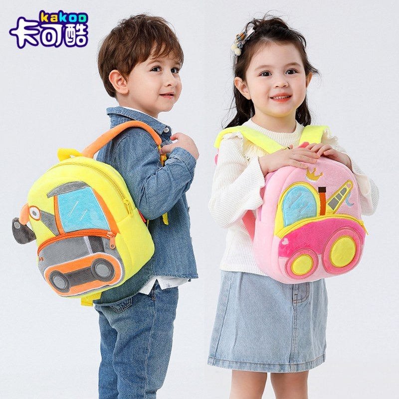 Plush Kids Backpack, Fire Truck Vehicle Design, Soft Lightweight School Bag for Toddlers and Preschool Kids - Image 3