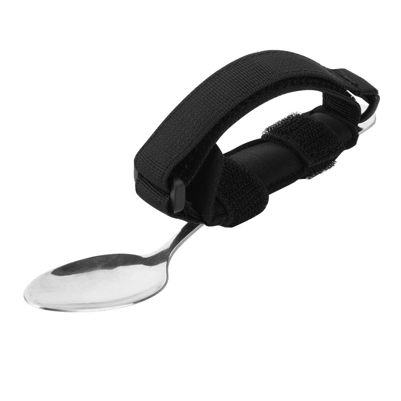 Beautyflier Spoon Fork Universal Cuff Utensil Adjustable Holder Strap for Holding Cutlery, Pens, Toothbrushes for Elderly or Individuals with Weak Grip (Black) - Image 1