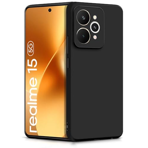 WOW IMAGINE Back Cover for Realme 15 5G | Ultra Slim Soft Rubberised Case | Inner Velvet Fabric Lining | Matte Silicone Flexible Mobile Case | Camera Protection - Black - Image 1