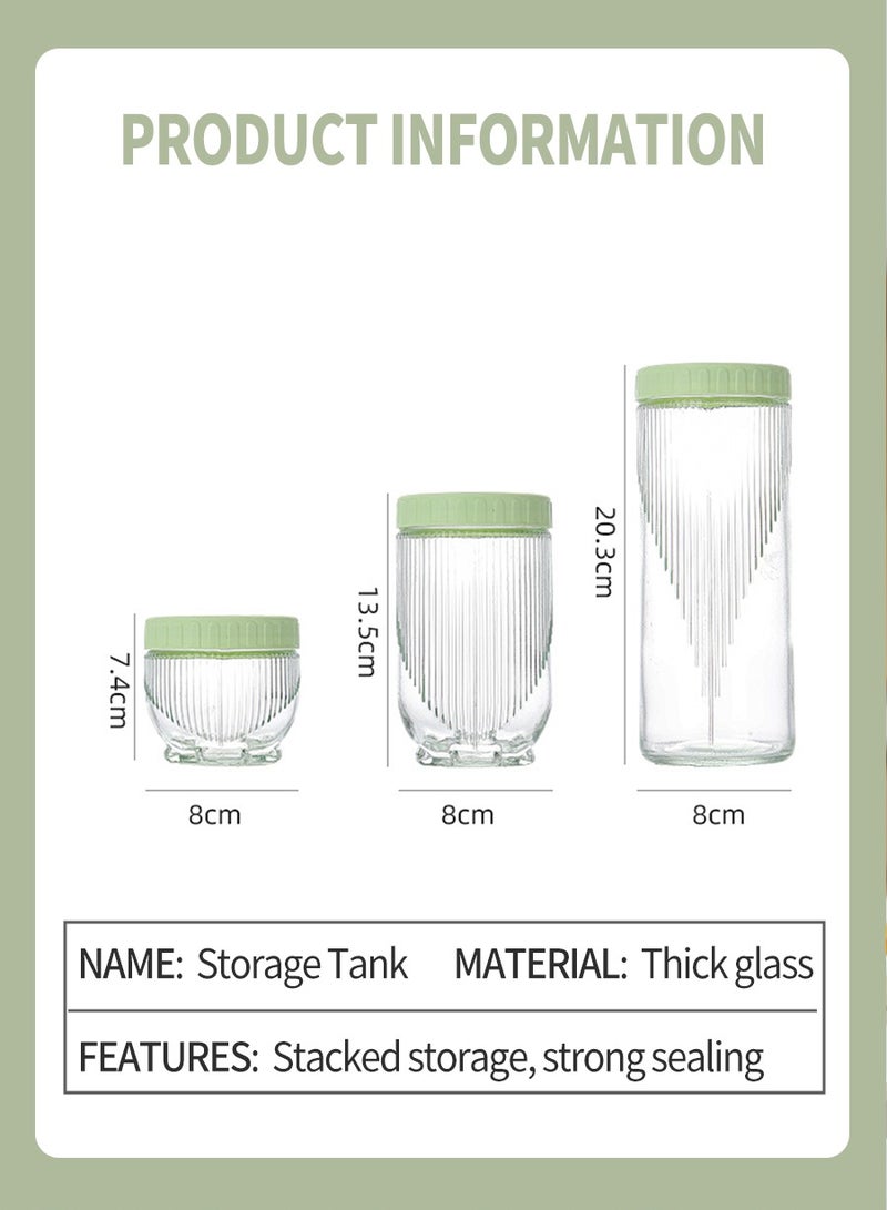 Beirui 3 Pieces Glass Storage Containers, Sealed Jars, Food Storage Boxes, Kitchen Cabinet Organizers, Glass Food Containers, Clear Transparent  - Image 3