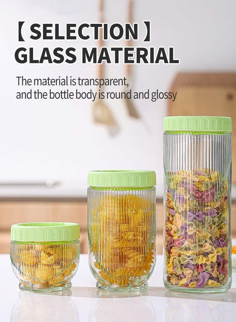 Beirui 3 Pieces Glass Storage Containers, Sealed Jars, Food Storage Boxes, Kitchen Cabinet Organizers, Glass Food Containers, Clear Transparent  - Image 4