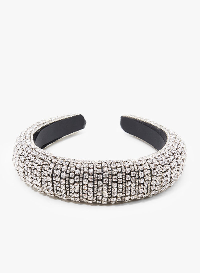 NIBEMINENT Silver and Black Embellished Headband Silver/Black One Size - Image 2