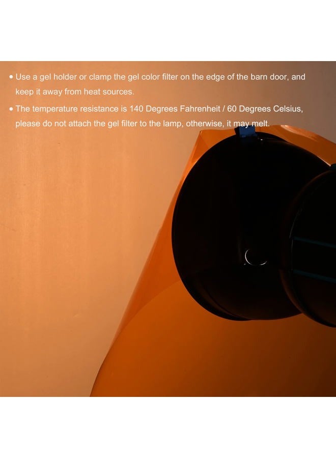 MECCANIXITY فلتر جيل للإضاءة 15.7x19.7 بوصة برتقالي 85 ورقة تصحيح الألوان لاستوديو التصوير ضوء الرأس الأحمر، عبوة من 4 - Image 5