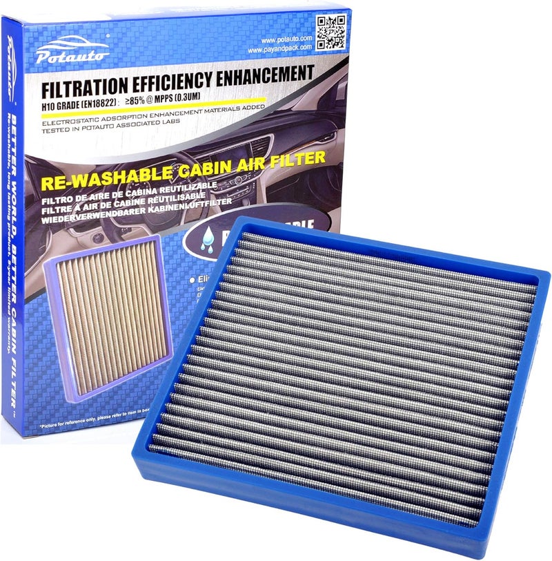 POTAUTO Re-Washable Cabin Air Filter for Multiple Car Models - Image 1