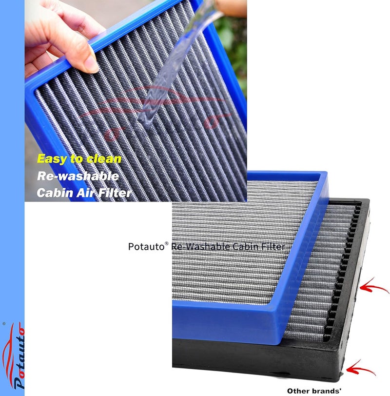 POTAUTO Re-Washable Cabin Air Filter for Multiple Car Models - Image 3
