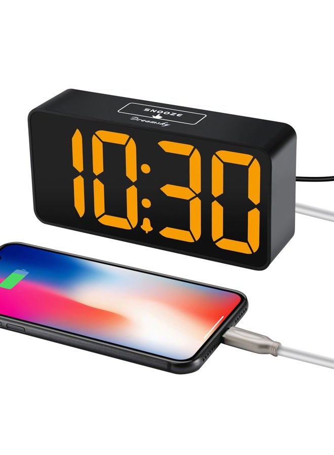 DreamSky Small Digital Alarm Clock for Bedroom, Large Big Numbers Display with Brightness Dimmer, Electric Bedside Desk Clock with USB Charging Port, Adjustable Alarm Volume, 12/24Hr, Snooze - Image 4