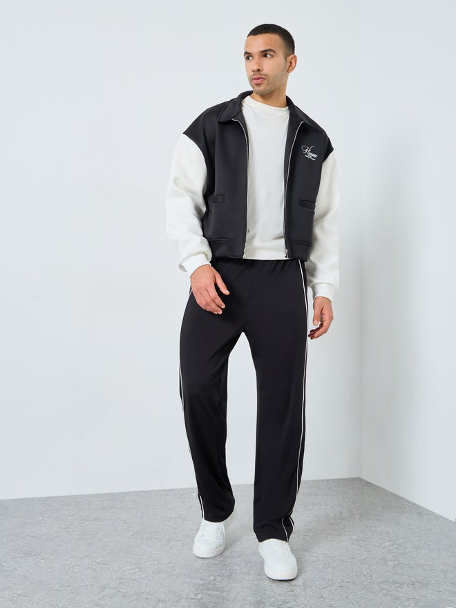 ستايلي جاكيت بومبر رجالي أسود بقصة واسعة - Image 2