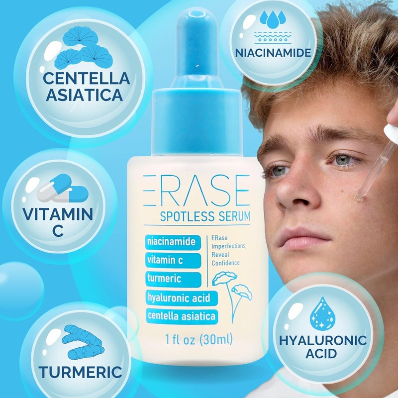 ERASE Spotless Serum Vitamin C Serum for Dark Spots with Niacinamide 5 Korean Skin Care Proactive Acne Treatment For Face Hyaluronic Acid Hydration Soothing Turmeric Centella Asiatica 1fl oz - Image 2