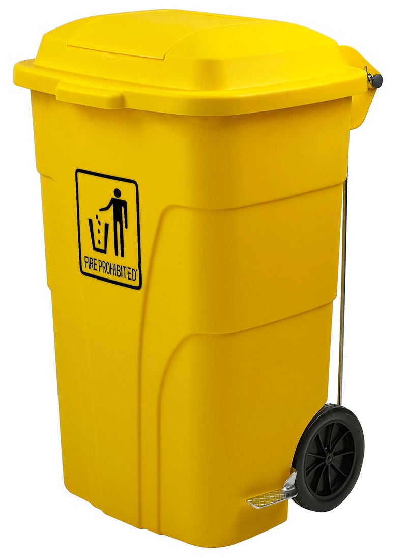 Generic Outdoor Trash & Garbage Bin | Functional Waste Bin | Durable Plastic Finish | Rubber-Wheeled & Mobile | Suitable For Outdoor Areas, Villas, Malls, Restaurants, & More | 120 Liters | Yellow  - Image 1
