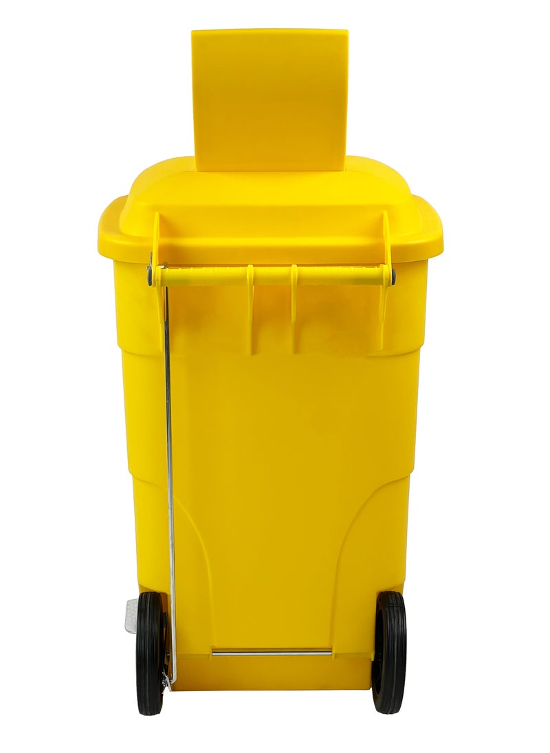 Generic Outdoor Trash & Garbage Bin | Functional Waste Bin | Durable Plastic Finish | Rubber-Wheeled & Mobile | Suitable For Outdoor Areas, Villas, Malls, Restaurants, & More | 120 Liters | Yellow  - Image 3