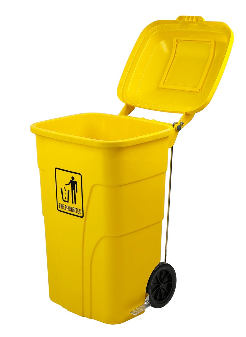 Generic Outdoor Trash & Garbage Bin | Functional Waste Bin | Durable Plastic Finish | Rubber-Wheeled & Mobile | Suitable For Outdoor Areas, Villas, Malls, Restaurants, & More | 120 Liters | Yellow  - Image 2