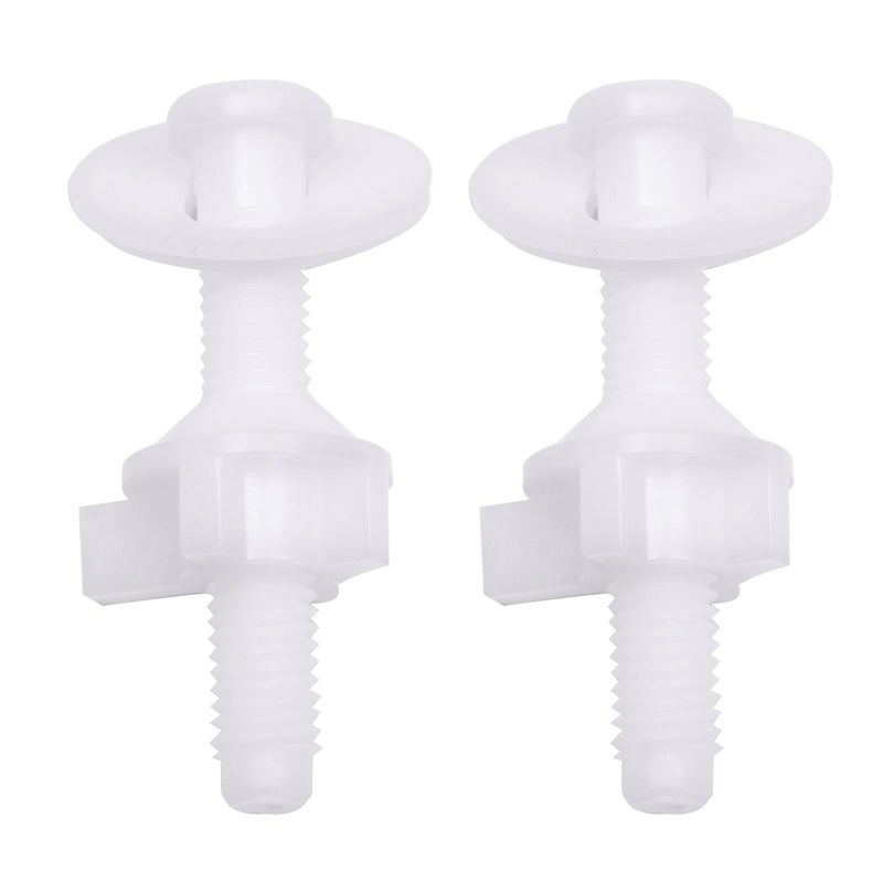 2Pcs Universal Plastic Toilet Seat Hinge Bolt Screws Replacement Kit with Nuts and Washers Compatible with Kohler Bemis American Standard TOTO for Top Mount Toilet Seat Hinges White