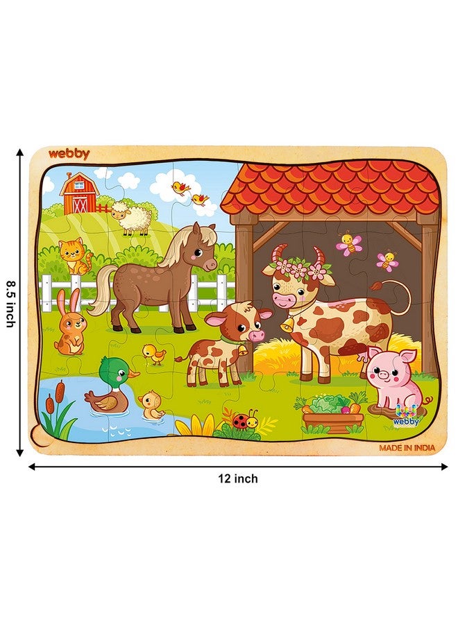 Webby Farm Animals Wooden Jigsaw Puzzle, 24pcs, Multicolor - Image 5