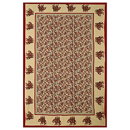 ART WORLD King Size Double Bed Sheet with Pillow Covers Pure Cotton Rajasthani Jaipuri Traditional Printed Bedcover (Red, King) - Image 4