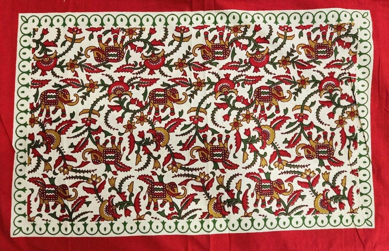 ART WORLD King Size Double Bed Sheet with Pillow Covers Pure Cotton Rajasthani Jaipuri Traditional Printed Bedcover (Red, King) - Image 2