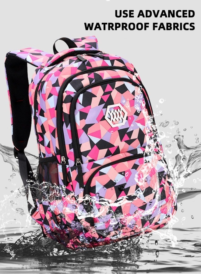 Joychic مجموعة من 3 قطع من حقائب الظهر الملونة للطلاب، حقيبة مدرسية قابلة للتنفس وقابلة للحمل مع حقيبة غداء لطلاب المرحلة الإعدادية والمتوسطية - Image 3