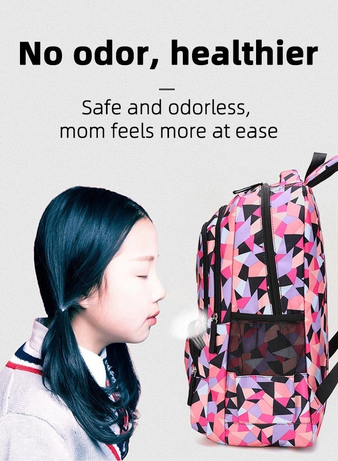 Joychic مجموعة من 3 قطع من حقائب الظهر الملونة للطلاب، حقيبة مدرسية قابلة للتنفس وقابلة للحمل مع حقيبة غداء لطلاب المرحلة الإعدادية والمتوسطية - Image 4