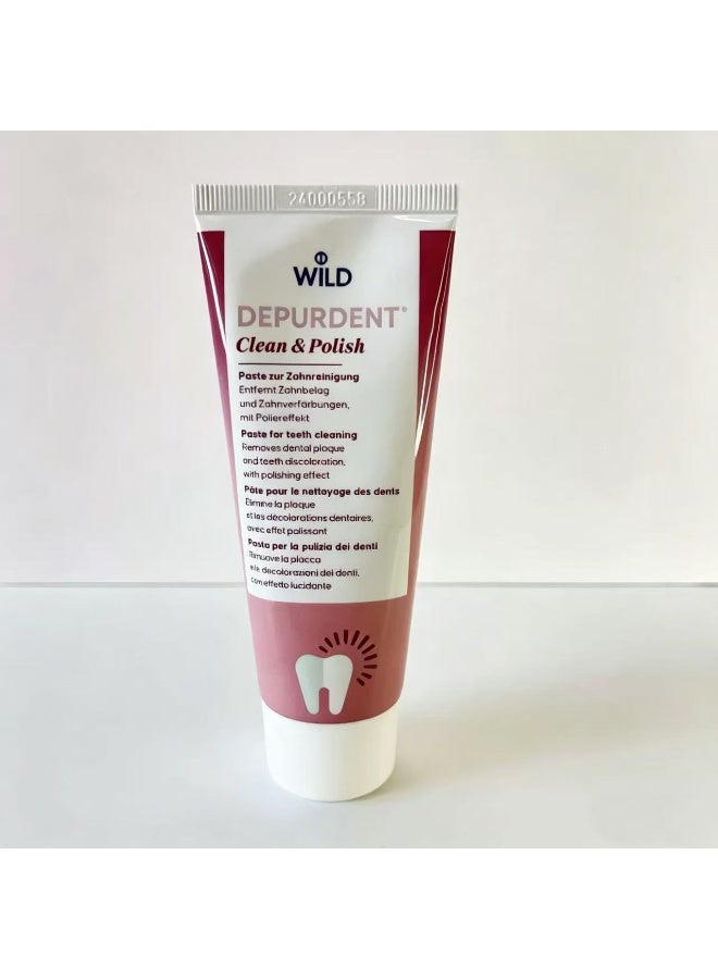 DEPURDENT Clean & Polish Paste for teeth cleaning, removes dental plaque and teeth discoloration with polishing effect 75ml - Image 1