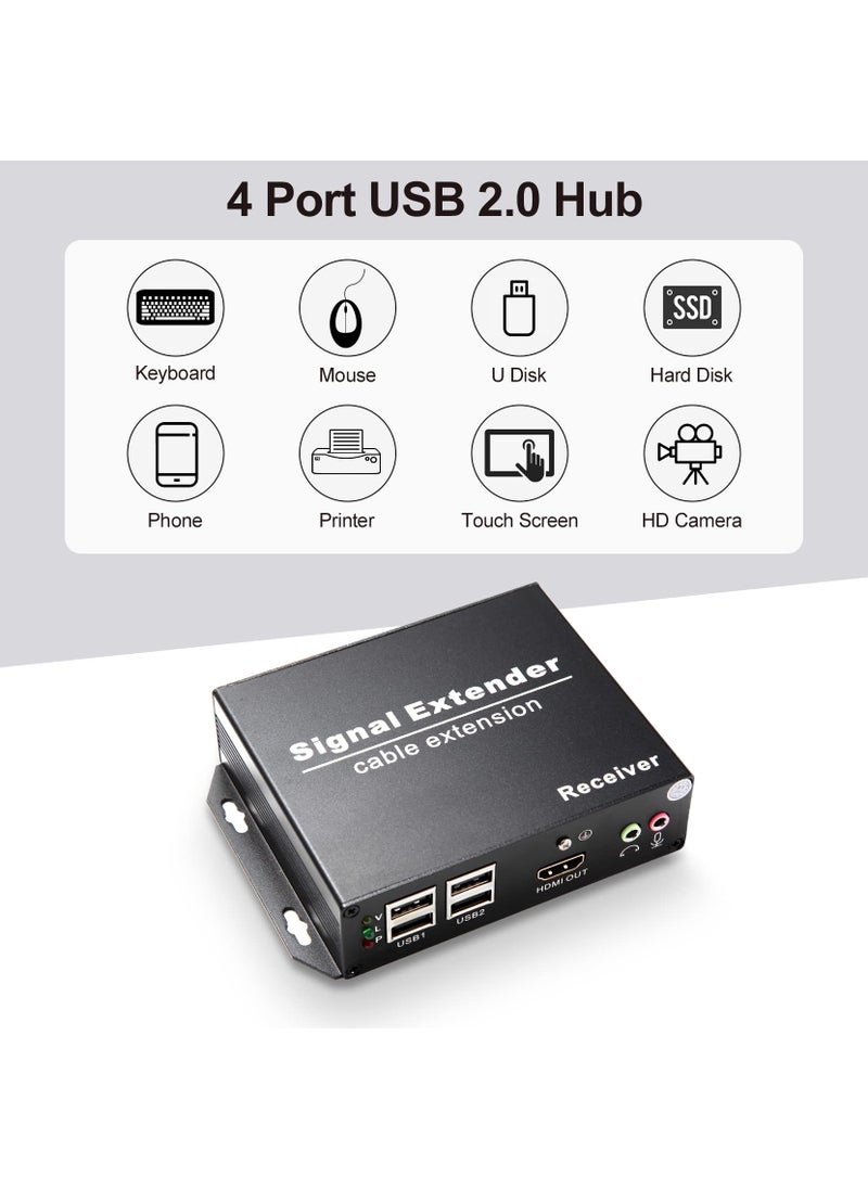 LornCeng LornCeng 4K KVM Over Ethernet, HDMI KVM USB Extender Over Cat6 up to 120M(394ft), Extender Over IP Zero Latency Support All Systems, Plug and Play, with 4 Ports USB2.0  - Image 4
