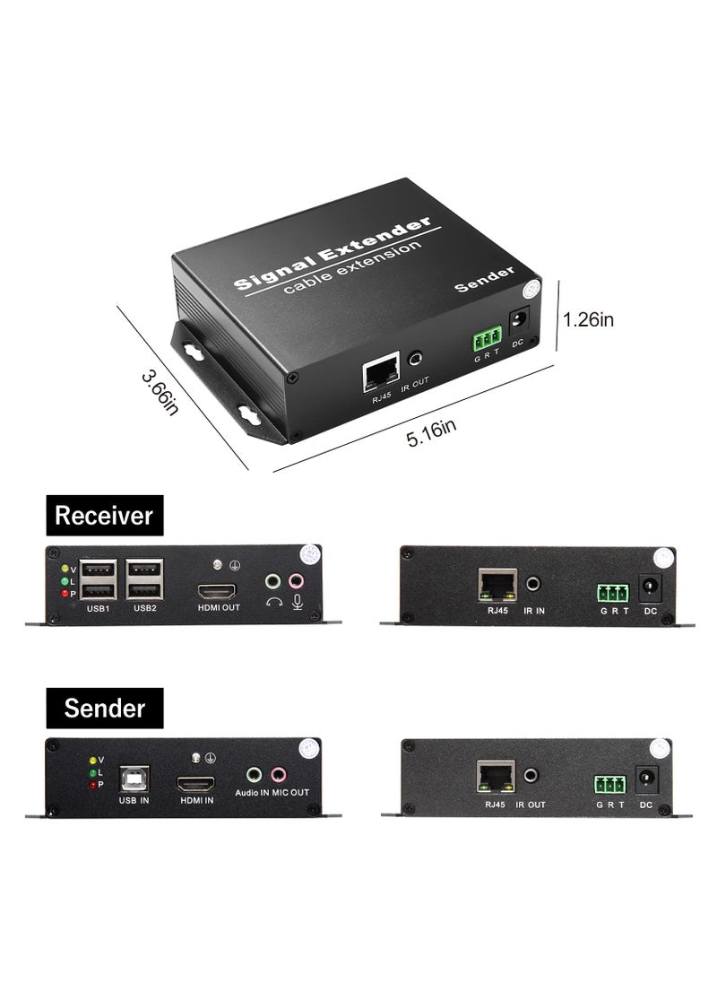 LornCeng LornCeng 4K KVM Over Ethernet, HDMI KVM USB Extender Over Cat6 up to 120M(394ft), Extender Over IP Zero Latency Support All Systems, Plug and Play, with 4 Ports USB2.0  - Image 3