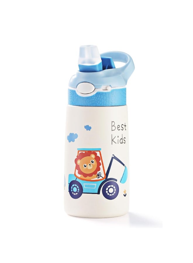 HOOKOR Kid Stainless Steel Water Bottle with Straw,Insulated Water Bottle, Double Wall Keep Hot Cold Drinks Thermos Bottle with Handle for School Boys and Girls,BPA-Free - Image 1