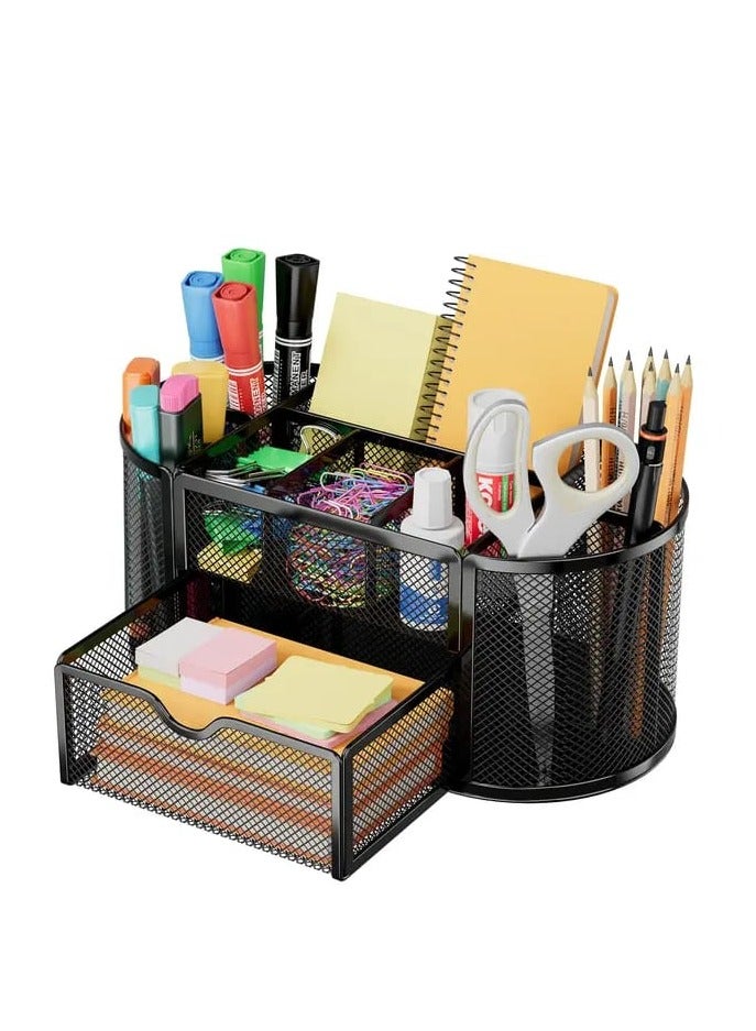 منظم مكتب شبكي لسطح المكتب وحامل شارة صندوق تخزين - 1 قطعة - (13x10.5x22cm) - Image 1