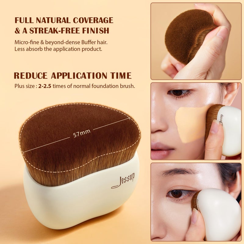 Jessup Makeup Brush Foundation Brush with Makeup Sponge 1pc Kabuki Brush for Liquid, Cream or Flawless Powder Cosmetic Face Boby Brush, T882 - Image 3