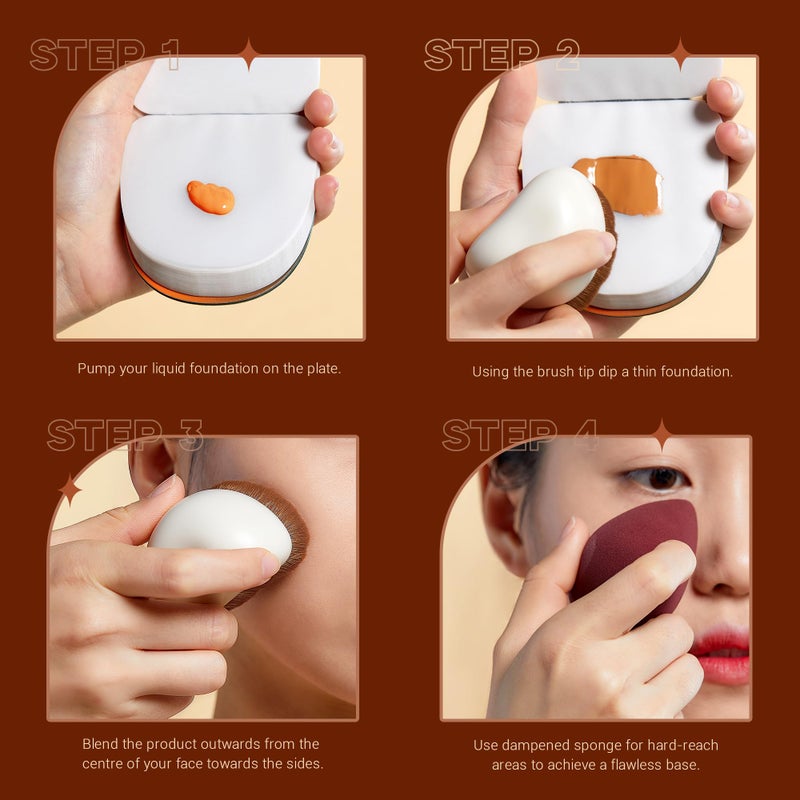 Jessup Makeup Brush Foundation Brush with Makeup Sponge 1pc Kabuki Brush for Liquid, Cream or Flawless Powder Cosmetic Face Boby Brush, T882 - Image 5