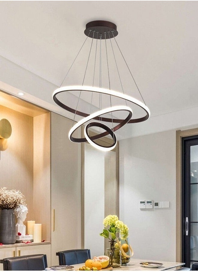 El Rawda Lighting - Set of 2 Modern Pendant Lamps LED Rings Circle Ceiling Hanging Decoration Chandelier 60 x 120 and 60 x 150 Centimeter - Image 1