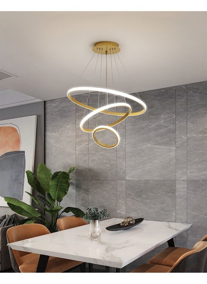 El Rawda Lighting - Set of 2 Modern Pendant Lamps LED Rings Circle Ceiling Hanging Decoration Chandelier 60 x 120 and 60 x 150 Centimeter - Image 1