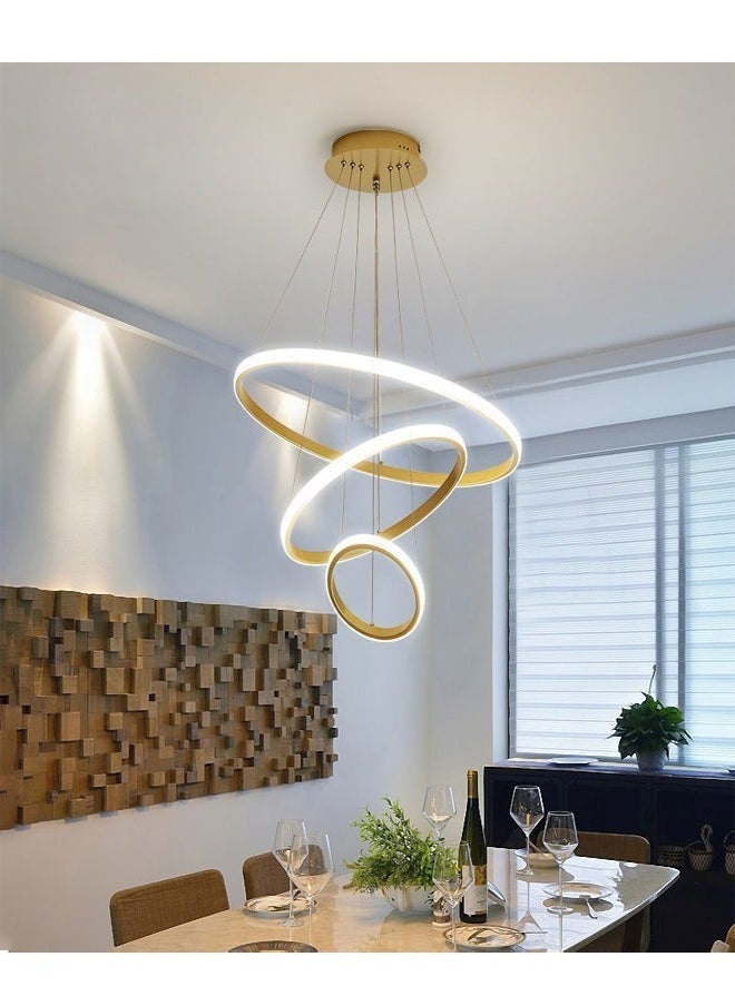 El Rawda Lighting - Set of 2 Modern Pendant Lamps LED Rings Circle Ceiling Hanging Decoration Chandelier 60 x 120 and 60 x 150 Centimeter - Image 1