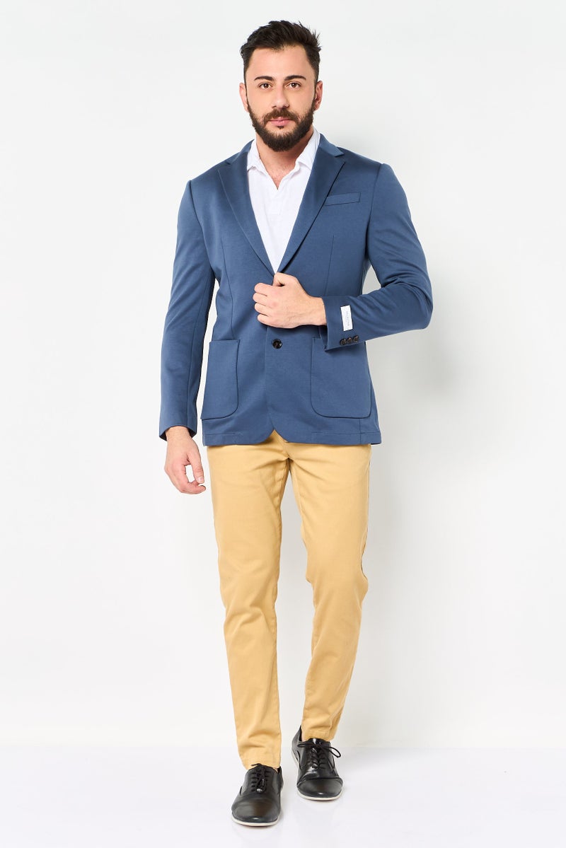 SELECTED Men Regular Fit Long Sleeve Solid Casual Blazer, Slate Blue - Image 2