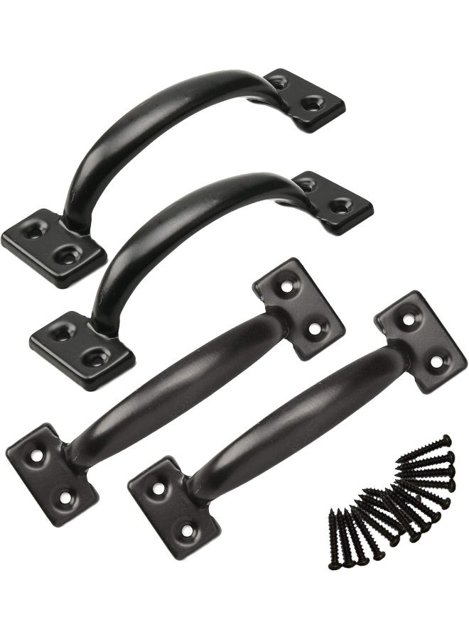 TamBee 6-1/2" Pulls Gate Handle Black Handle Metal Handle Gate Pull Handle Shed Door Handle Fence Gate Handles for Wooden Fences Outdoor 4Pcs - Image 1